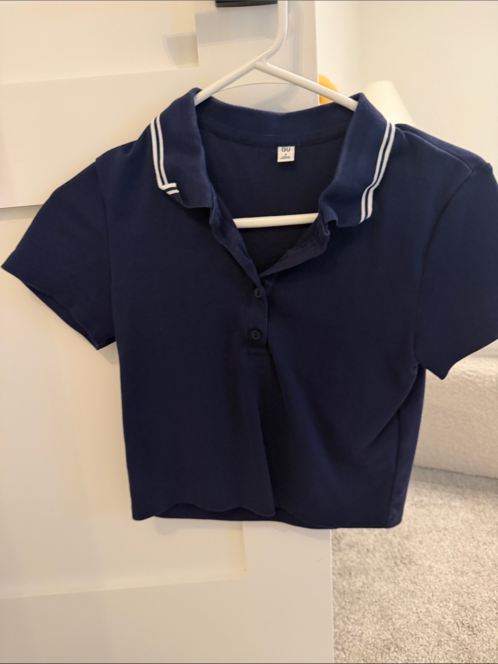 Classic Navy Crop Polo with White Trim